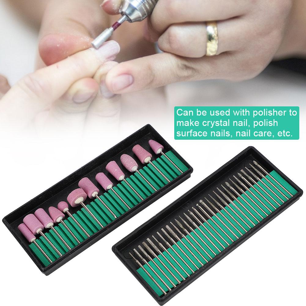 Набор игольчатых фрез для ногтей, полировальные боры, инструмент для маникюра и педикюра(12+30 шт. )