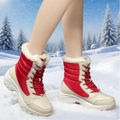 Женские водонепроницаемые ботинки на платформе Зимние уличные теплые сапоги для снега Плюшевые сапоги выше колена Роскошный бренд Ботильоны Ботинки с коротким мехом