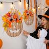 with Bow Halloween Wooden Pumpkin Door Hanger Harvest Maple Leaf Hanging Plaque  Autumn Harvest