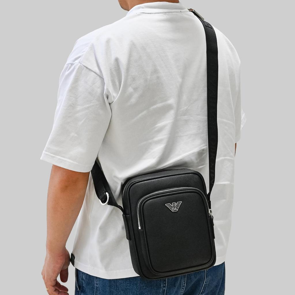 Emporio Armani Eagle Plate Shoulder Bag, Men's, Black, Y4M387, Y138E, 81072 [Used]