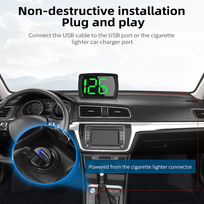 Y03 Автомобильный HUD Умный цифровой GPS-спидометр с большим шрифтом KMH MPH Напоминание о тестировании скорости движения 2,8-дюймовый ЖК-экран Автоматический проекционный дисплей HD для всех автомобилей