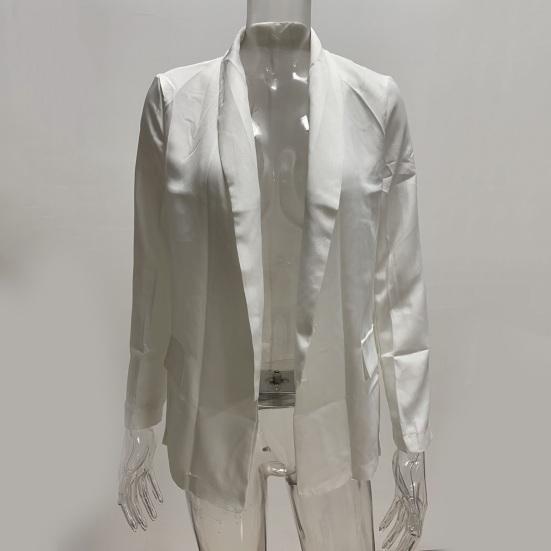 Женский костюм, пальто, пиджак, однотонное деловое пальто с открытой строчкой, длинными рукавами, облегающий пиджак с лацканами, мягкое деловое пальто против морщин, куртка средней длины