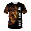 Summer Men's T-shirt 3D Animal Print Tees Lion Pattern Loose Round Neck Short Sleeve Tops Men