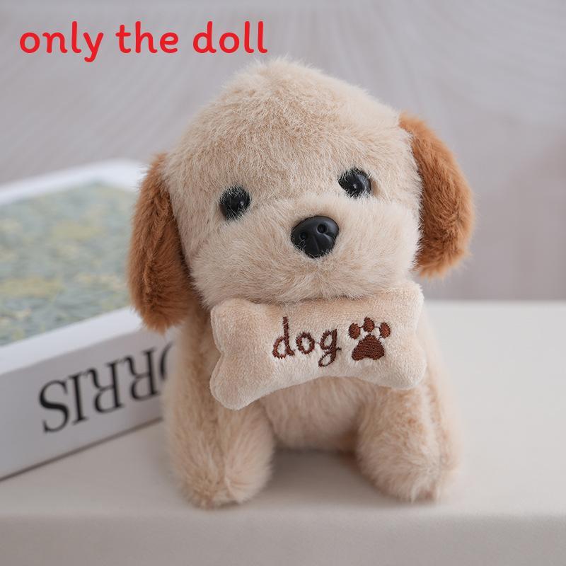 Cute Dog Plush Doll With Bone Decor And Letter Embroidery For Children And Fans
