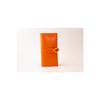 Soft Leather Orange Women's Wallet Accessory With Snap Fasteners, Multi-compartments, Zipper In The Middle And Phone Holder