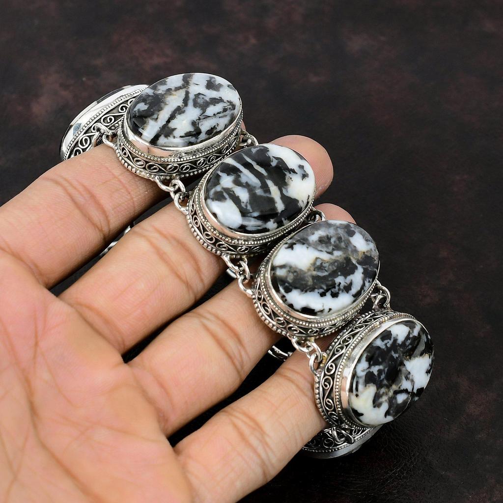 Белый бирюзовый браслет Buffalo Винтажный браслет Браслет из стерлингового серебра 925 пробы Ювелирные изделия ручной работы Браслет из драгоценных камней Регулируемый браслет-цепочка