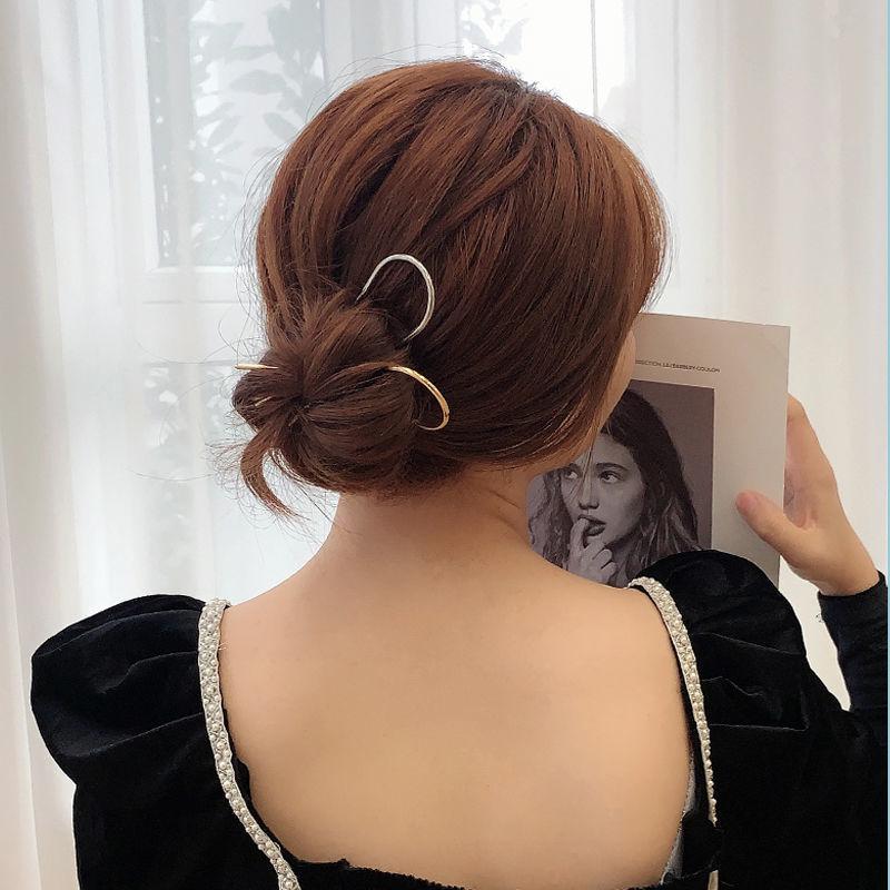 2PCS Simple Korean New Hairpin Stick Vintage U Shaped Alloy Hair Pins Geometric Girl Hair Accessories Fashion Jewelry For Women
