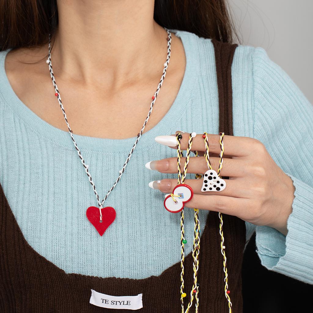 Мультяшное Милое Яблоко Любовь Плетеное Ожерелье Нишевый Дизайнерский Смысл Модное Простое Длинное Цепочка для Свитера