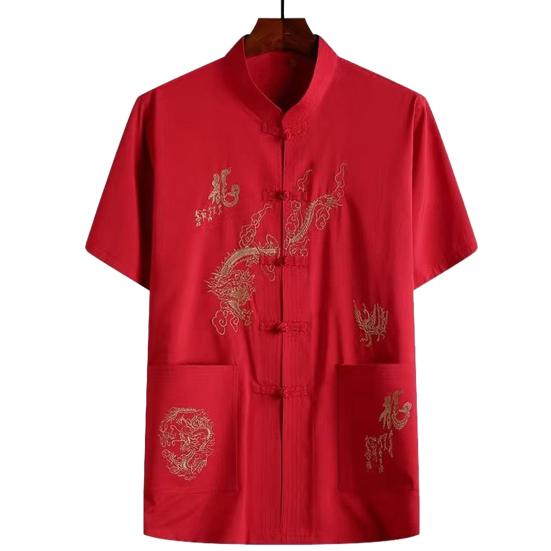 Мужская традиционная китайская льняная рубашка Тан, удобная стильная мягкая китайская рубашка с воротником и пряжкой