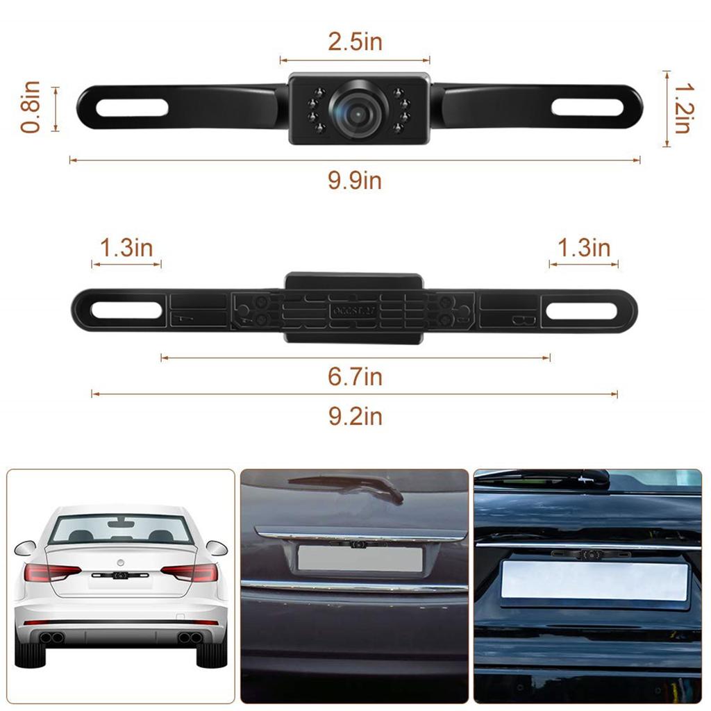 Car HD Night Vision License Plate Rear View Camera Reversing Camera Parking Line Waterproof IP69 Trunk Camera Suitable for Car