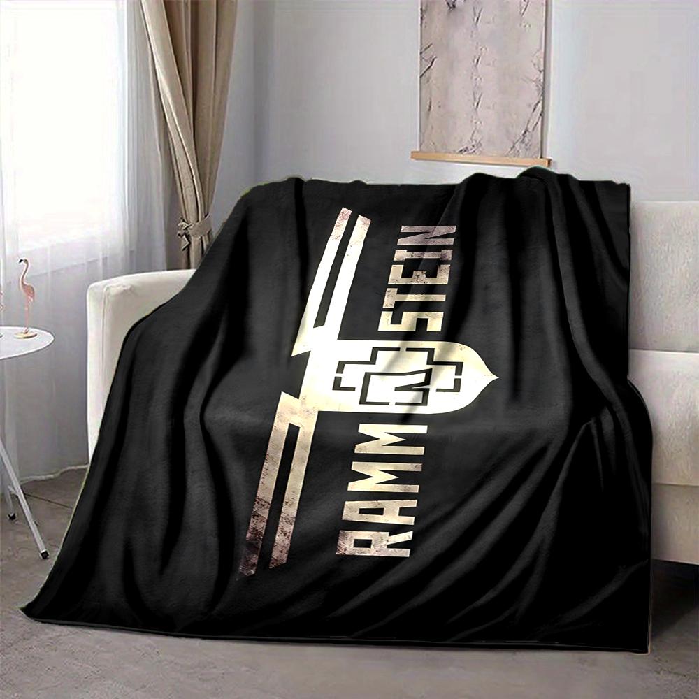 1Pc Rammstein Heavy Metal Icon Flannel Blanket, Soft And Comfortable, Casual Warm, Camping Travel, Christmas, Halloween Xmas Gift Y1441