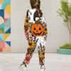 Girls Hooded Long Sleeve Possum Pumpkin Halloween Printed Two Piece Set Kangaroo Pocket Cuffed Pants