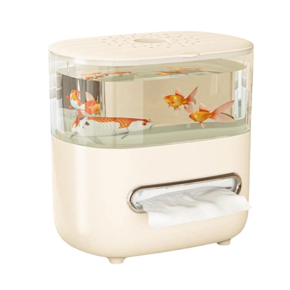 Non-slip Tissue Box Transparent Desktop Fish Tank Multi-Functional Storage Box  Bedroom