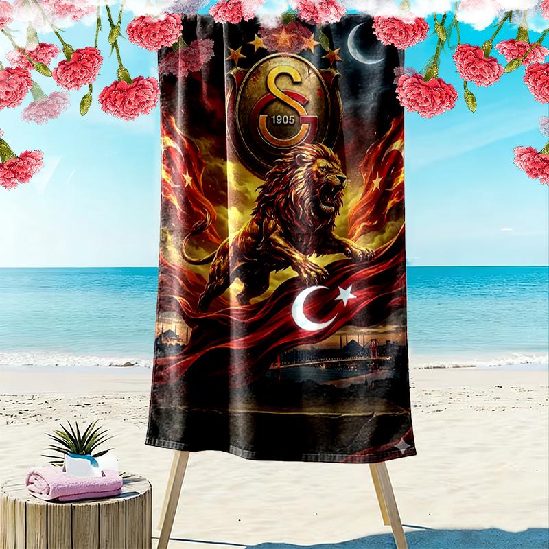 Пляжное полотенце Galatasaray SK, Универсальное пляжное полотенце, идеально подходит для кемпинга и пляжного отдыха
