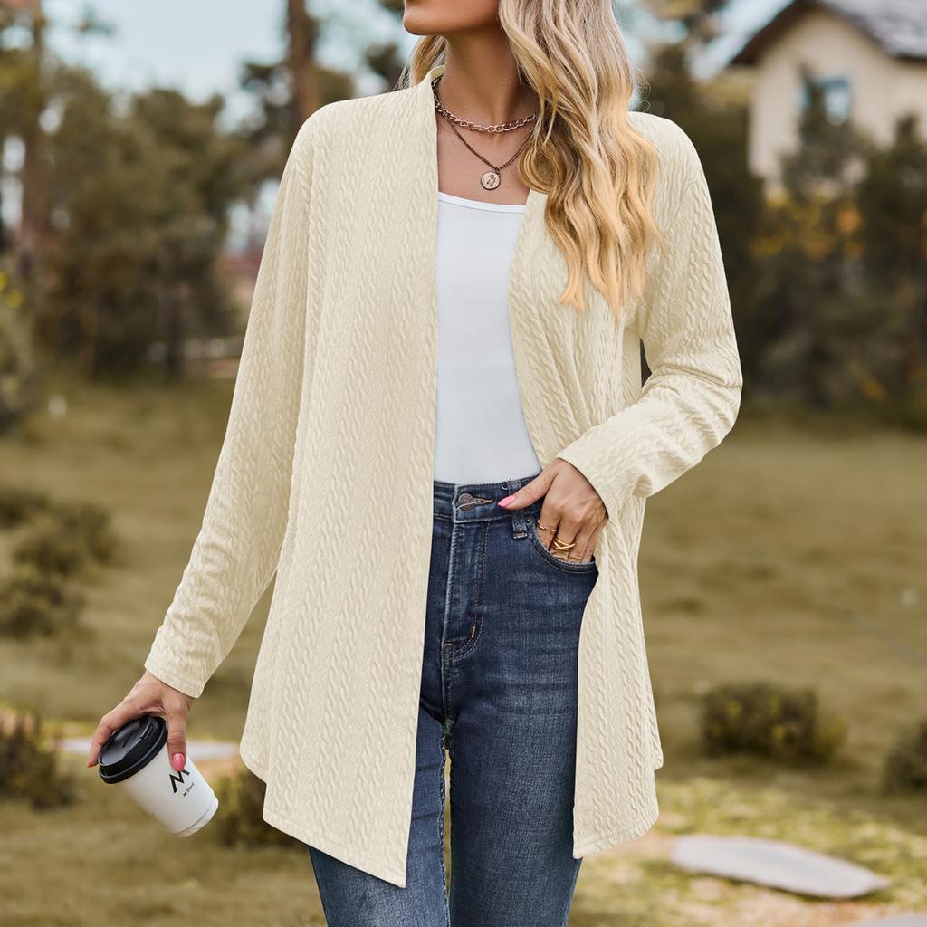 2023 осенне-зимний женский повседневный однотонный свободный кардиган с длинными рукавами