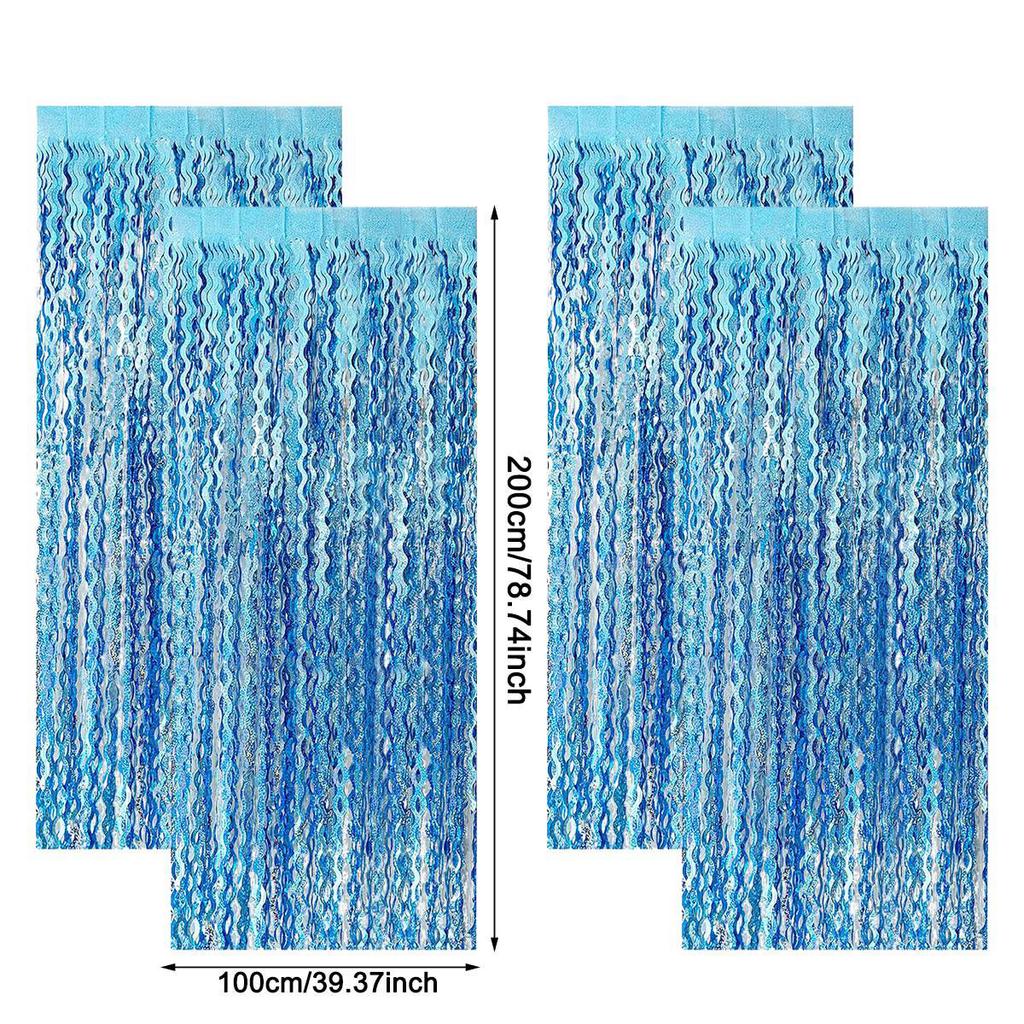 1x2m Wave Pattern Foil Curtain Decor Balloon Rain Tinsel Fringe Streamer Background for Birthday Party Wedding Decoration