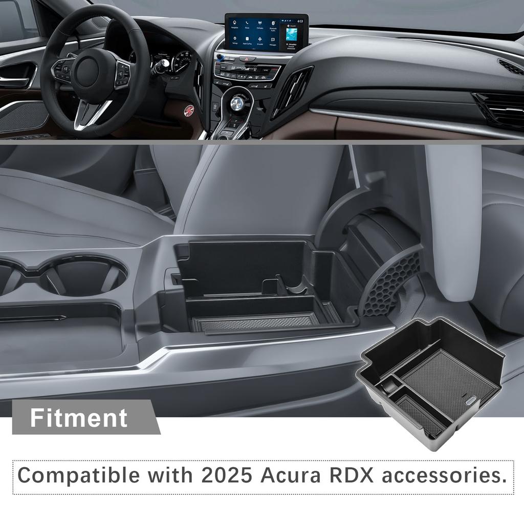 Center Console Storage Box Tray for 2025 Acura RDX Accessories Armrest Storage Organizer Coin Phone Holder Secondary Accessoreis