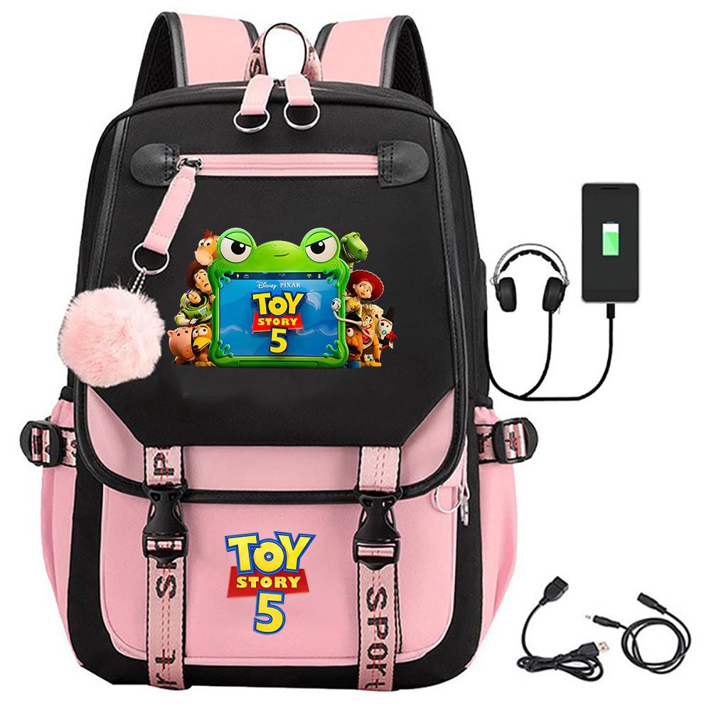 Toy Story 5 Printed Canvas Backpack With Breathable Design For Middle School Students And Travel