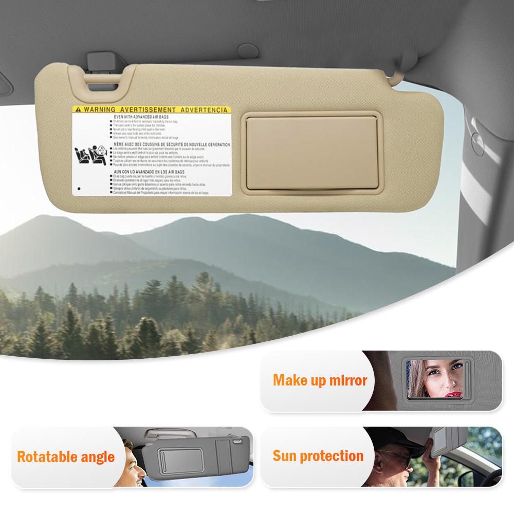 Car Left Right Sun Visor With Mirror Light for Toyota Highlander 2014 2015 2016 2017 2018 Beige/Grey 743100E074A0