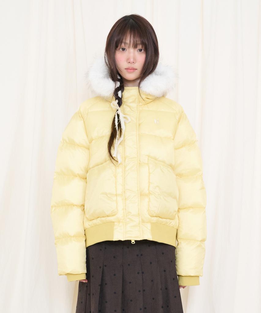 VIDEO JOCKEY Light Shell Fur Padded Jacket [Butter]