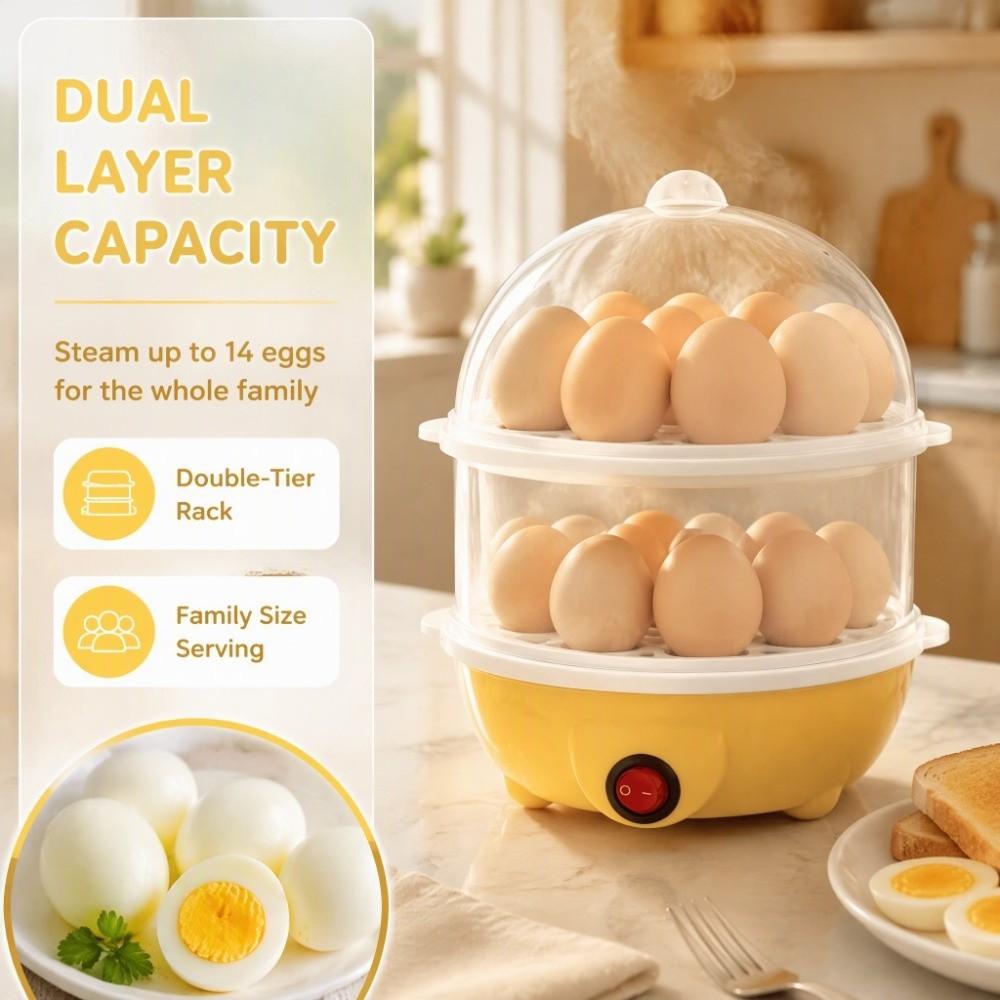Plastic Electric Egg Steamer Double Layer Egg Boiler Appliance Breakfast Machine Breakfast Making
