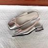 2024 Summer Autumn Women's Flats Sliver Boat Shoes Square Toe Slip On Flat Shoes for Woman Ballet Comfortable Bow Women Sandals