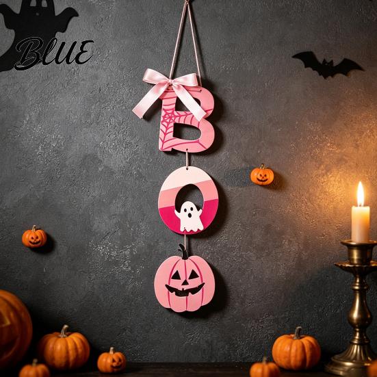 Ручная работа Деревянная поделка Подвеска Розовый ЗНАК ХЭЛЛОУИНА BOO Милый Призрак Паутина Подвесной Эстетичный Праздничный Знак Декор для Двери Стены Деревенский Фермерский Дом