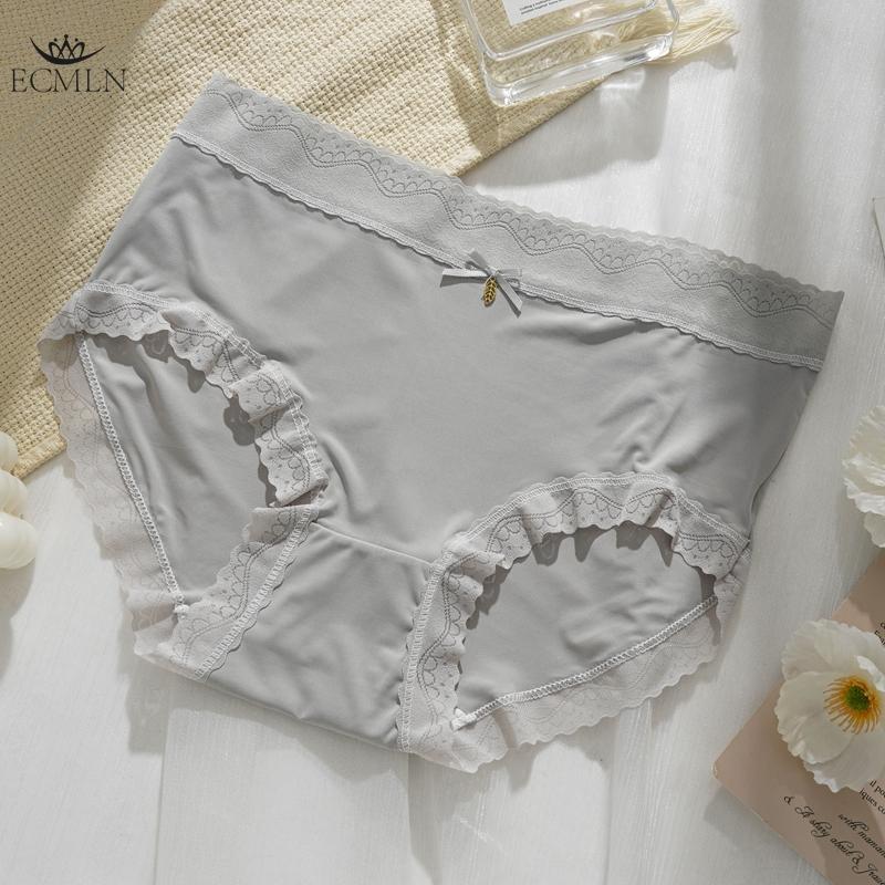 Ice Silk Panties for Women New Bow Seamless Mid-waist Underwear Summer Thin Breathable Pure Cotton Crotch Sexy Briefs