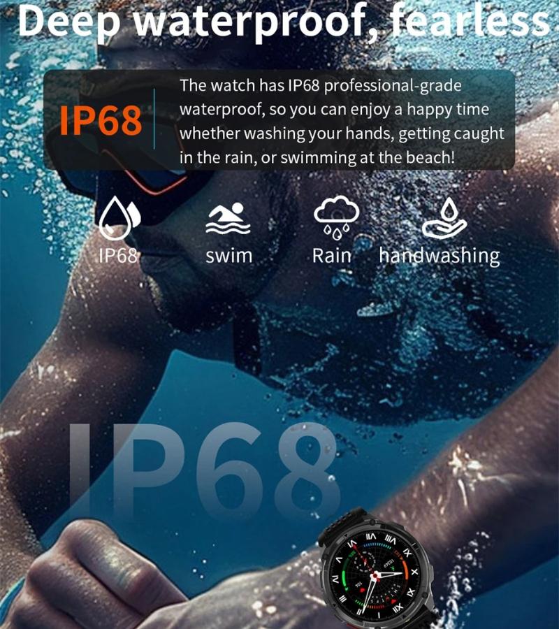 2026 Новые Военные Умные Часы 1100 мАч 1.7" AMOLED Экран Компас GPS Фонарик Bluetooth-звонок Водонепроницаемые 5ATM Для плавания Мужские