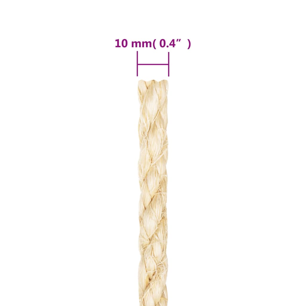 Sisal Rope 100percent Sisal 10 mm Diameter 25 m Length