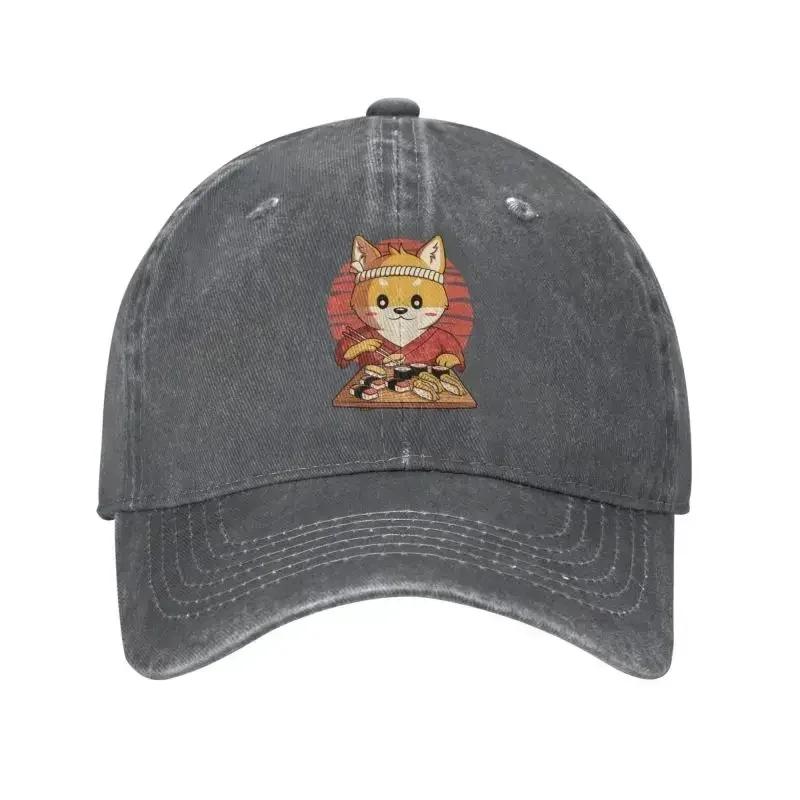 Custom Cotton Kawaii Shiba Inu Dog Baseball Cap for Men Women Breathable Funny Eating Japanese Sushi Anime Dad Hat Sports