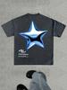 Metallic Blue 3D Star Graphic Print on Premium Soft 100 Cotton Unisexs T Shirt Perfect for Summer Urban Streetwear Style