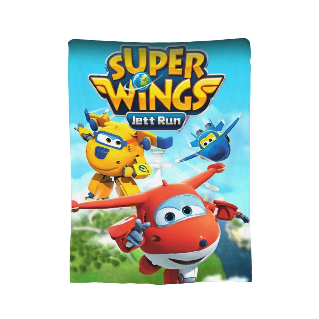 Плед Super Wings из фланели с изображением мультяшного робота и машинки, забавный плед для дивана, постельного белья, гостиной, 150*125 см.