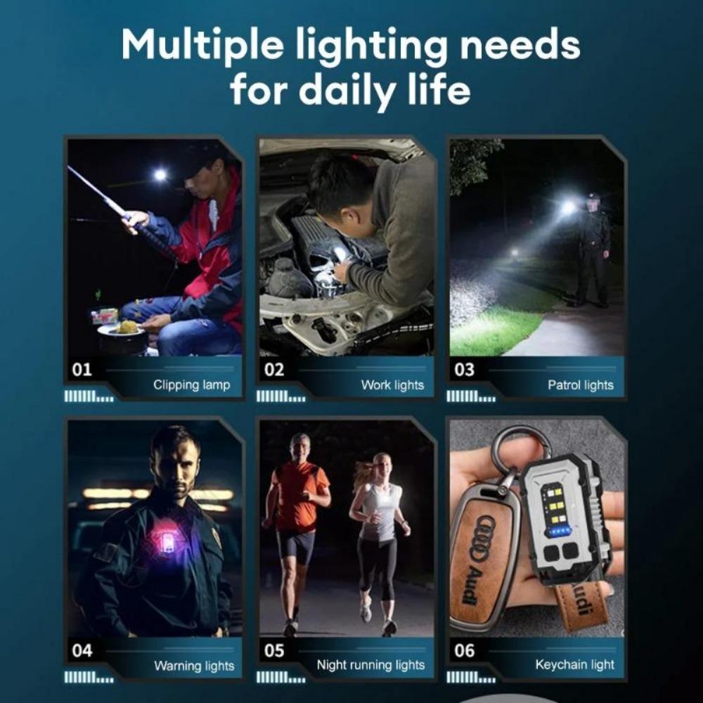 3pcs Super Bright Powerful Pocket Torch Light LED Multifunctional Magnetic COB LED EDC Mini Keychain Flashlight Rechargeable