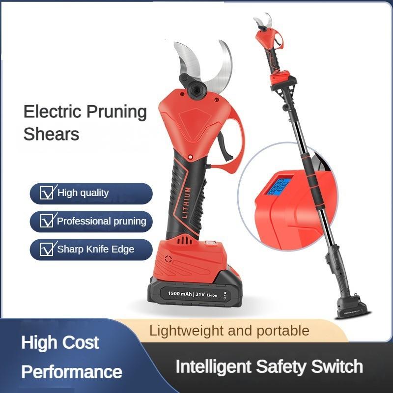 Portable Electric Pruning Shears Household Efficient Fruit Tree Bonsai Pruning Branches Cutter Rechargeable Garden Scissors Red