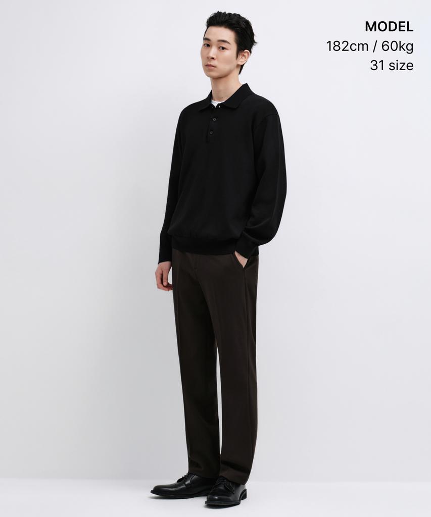 MUSINSA STANDARD Semi-Wide Hidden Banding Slacks [Dark Brown]