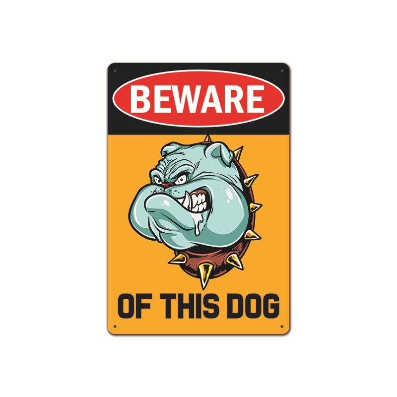 Vintage Tin Art of Courtyard Dog: Garden No - Entry Warning Sign for Home Decoration