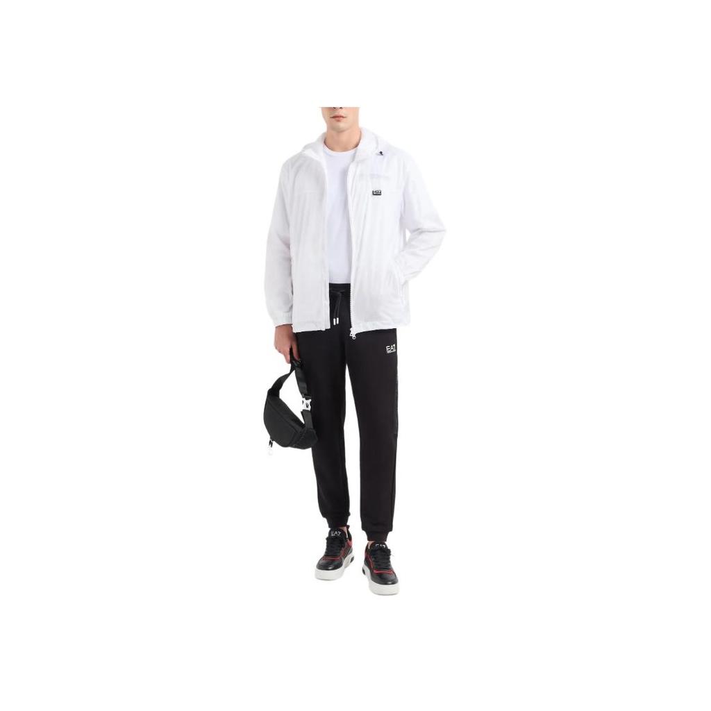 Emporio Armani EA7 Весна-Лето 2024 Худи на молнии с принтом-логотипом из букв Свободная куртка с длинным рукавом Мужская одежда Куртки Белый 3DPB17-PN5ZZ-1100