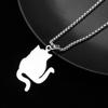 Black White Cat Couple Necklace Stainless Steel Cat Pendant Necklaces Fashion Jewelry Gift for Women Men Clavicle Chain