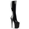 20cm Thin-heeled High-heeled Boots, Black Patent Leather High-heeled Boots YKC