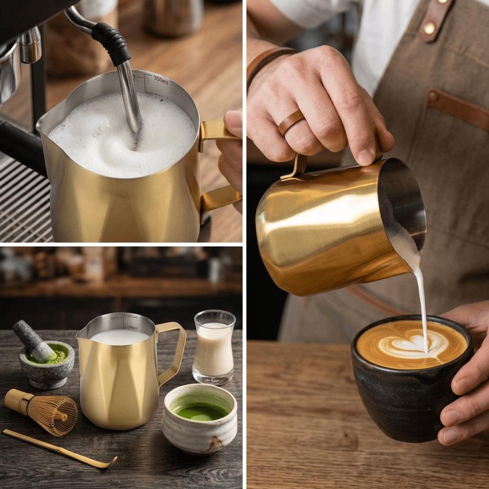 Pointed Spout Milk Pitcher Rustless Steel Measuring Cup Coffee Latte Art Jug Proportion Measuring