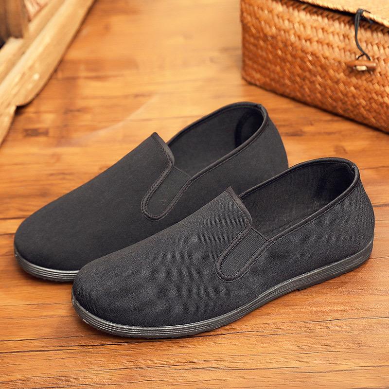 Старые пекинские тканевые туфли мужские подошвы из говяжьей кожи полотенце зеленые для среднего и пожилого возраста повседневные туфли черные рабочие туфли платформа большой размер мужская обувь