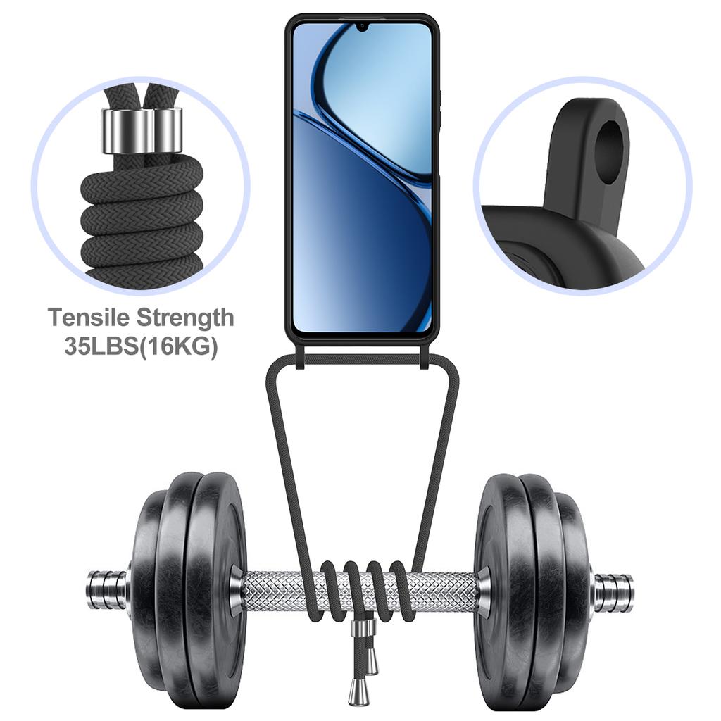 Для Realme Note 60x 4G/C63 4G/C61 4G/C61 (Индия) Чехол для 4G/Narzo N63 4G/Note 60 Силиконовый с держателем для карт Задняя крышка со шнурком