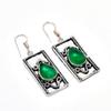 Emerald(Simulated) Gemstone 925 Silver Plated Jewelry Earring 1.89"