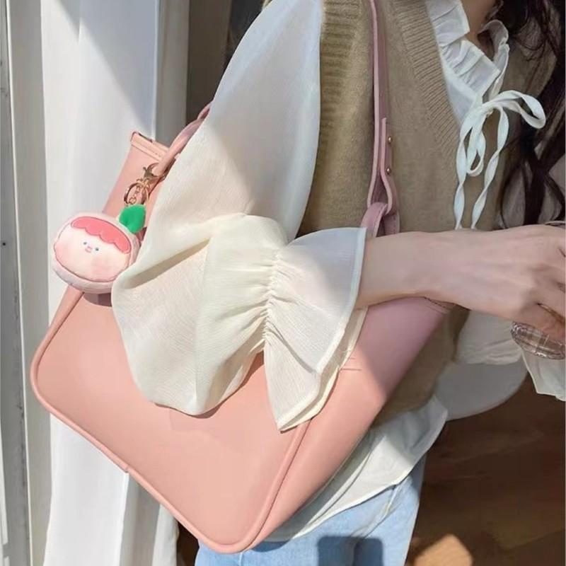 JIAERDI Sweet Lovely Pink Tote Bag Women Large Capacity Leather Shoulder Bag Ladies Casual Everyday Commuter Simple Underarm Bag