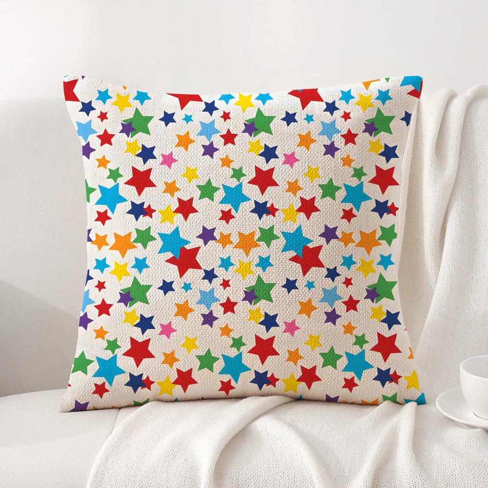 Classic Stars Cushion Cover Natural Linen Organic Fabric DoubleSided Printing Sofa Home Decor Gift Pillow Cover