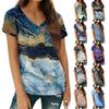Women's Casual Tops V-Neck Short Sleeve T-Shirt Printed Pullover Top with Pockets T-Shirts Women’s