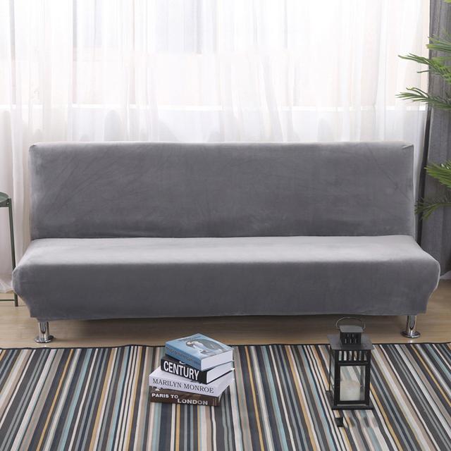 Плюшевый чехол для дивана-кровати, однотонный чехол «все включено» для дивана-кровати без подлокотника, чехлы для складного дивана-кровати, чехол для дивана
