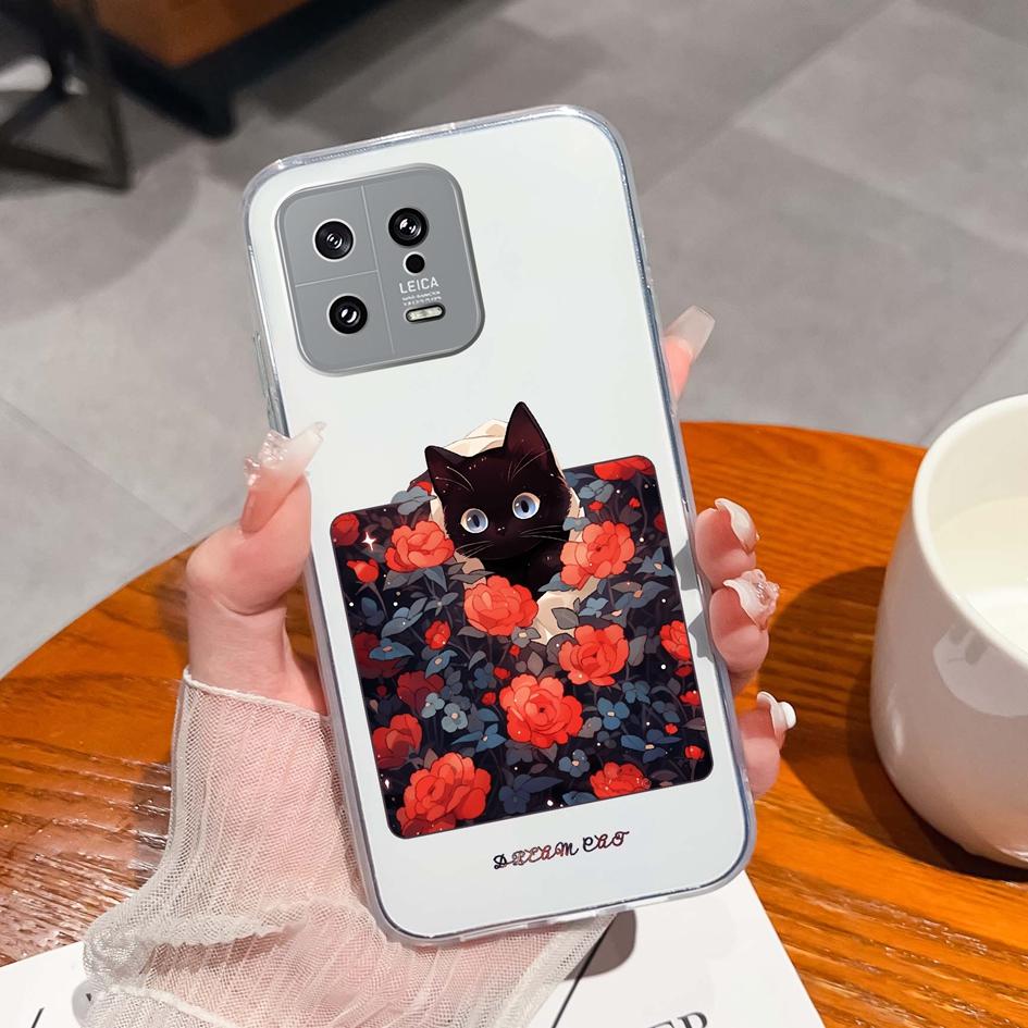 Для Xiaomi 13 14 12 12S 12T 12X Ultra Lite Poco M7 X7 Pro чехол для телефона милый мультяшный рисунок животного прозрачный силиконовый защитный чехол для Xiaomi Capa