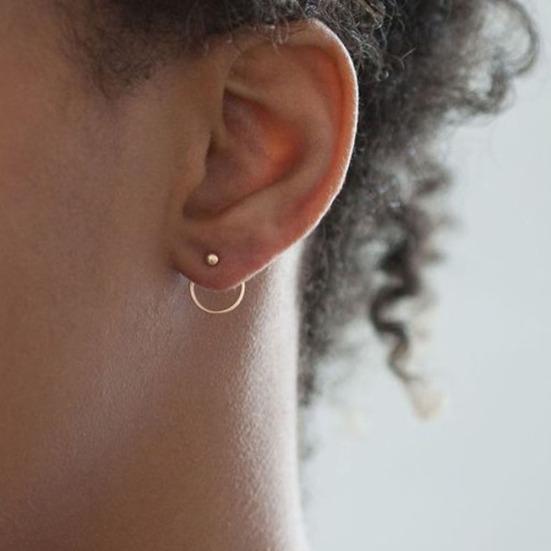 Женские простые полые круглые двухсторонние куртки, серьги-гвоздики, ювелирные изделия